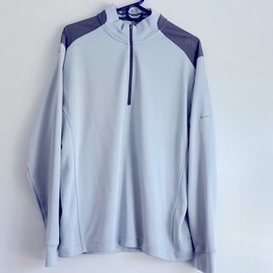 Nike Men's Light Gray and Black Quarter zip Large